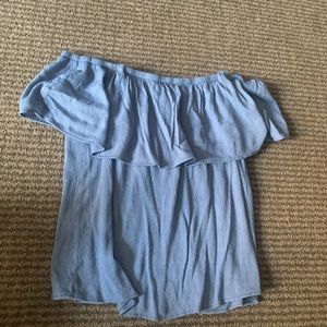 Blue off shoulder shirt